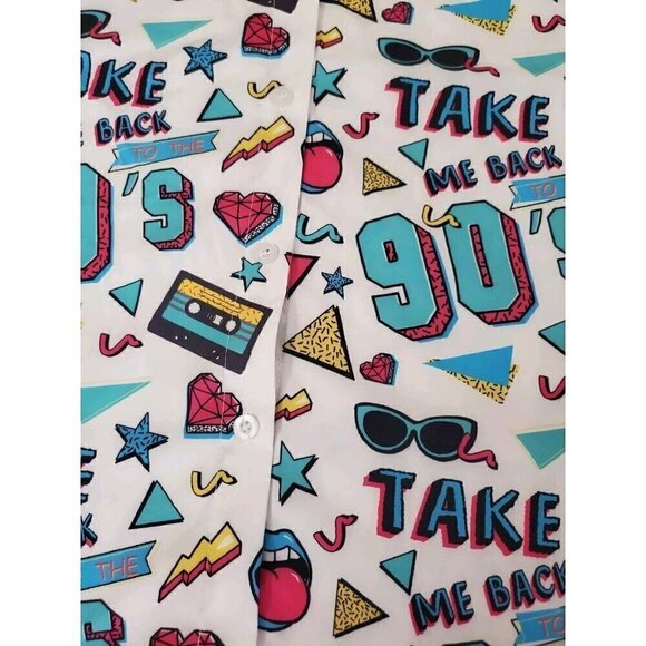 Take Me Back To The 90s Shirt Womens Size 2X Button Up White 90s Retro - Picture 2 of 9